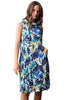 Crimped Crepe Floral Cowl Dress