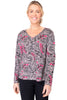 Escape Kaleidoscope Stepped Hem V, Fall Winter Women's Shirts Knit