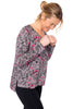 Escape Kaleidoscope Stepped Hem V, Fall Winter Women's Shirts Knit