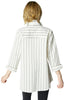Habitat Clothes East Side Stripes Hidden Placket Shirt, Fall Winter Women's Shirts Woven. Winter White.