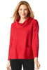 Habitat Clothes Ripple Effect Pocket Cowl, Fall Winter Women's Shirts Knit. Ruby.
