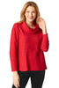Habitat Clothes Ripple Effect Pocket Cowl, Fall Winter Women's Shirts Knit. Ruby.