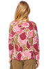Escape Floral Stepped Hem Boxy Tee, Fall Winter Women's Shirts Knit. Rose.