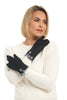 Shihreen Microsuede Pom Pom Glove, Fall Winter Accessories. Black.