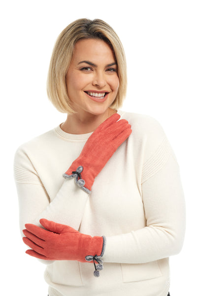 Shihreen Inc. Microsuede Pom Pom Glove, Fall Winter Accessories