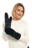 Shihreen Faux Fur Mittens, Fall Winter Accessories. Black.