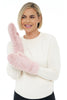 Shihreen Faux Fur Mittens, Fall Winter Accessories. Mauve.