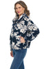 Tribal Faux Fur Floral Bomber, Fall Winter Women's Outerwear