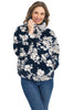 Tribal Faux Fur Floral Bomber, Fall Winter Women's Outerwear