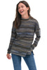 Tribal Brushed Fleece Mock Neck, Fall Winter Women's Shirts Knit. Marine.