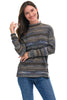 Tribal Brushed Fleece Mock Neck, Fall Winter Women's Shirts Knit. Marine.