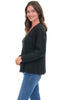 Avalin Scramble Stitch V Sweater, Fall Winter Women's Sweaters. Black.