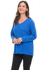 Avalin Scramble Stitch V Sweater, Fall Winter Women's Sweaters. Royal.
