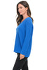 Avalin Scramble Stitch V Sweater, Fall Winter Women's Sweaters. Royal.