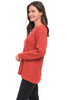 Avalin Scramble Stitch V Sweater, Fall Winter Women's Sweaters. Terracotta.