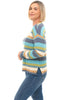 Tribal Sea & Sky Striped Sweater, Fall Winter Women's Sweaters. Wasabi.