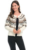 Tribal Fair Isle Cardi, Fall Winter Women's Sweaters. Moonstone.