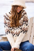 Tribal Fair Isle Cardi, Fall Winter Women's Sweaters. Moonstone.