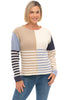 Tribal Color Block Stripe Sweater, Fall Winter Women's Sweaters. Sandstone.