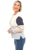 Tribal Color Block Stripe Sweater, Fall Winter Women's Sweaters. Sandstone.