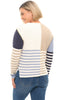 Tribal Color Block Stripe Sweater, Fall Winter Women's Sweaters. Sandstone.