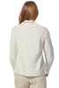 Escape Santa Barbara Stripe Funnel Neck, Fall Winter Women's Shirts Knit. Ivory.