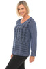 Parsley & Sage Emma Embroidered Blouse, Fall Winter Women's Shirts Woven. Blue.