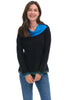 Parsley & Sage Andrea Cowl Top, Fall Winter Women's Shirts Knit. Black Multi.