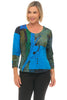 Parsley & Sage Andrea Button Top, Fall Winter Women's Shirts Knit. Black Multi.