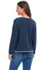 Avalin Trimmed Scoop Neck Sweater, Fall Winter Women's Sweaters. Navy/White.