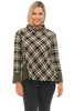 Habitat Clothes Girl Gone Plaid Asymmetrical Top, Fall Winter Women's Shirts Woven. Avocado.