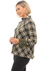 Habitat Clothes Girl Gone Plaid Asymmetrical Top, Fall Winter Women's Shirts Woven. Avocado.