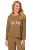 Escape Stamped Foliage Boxy Tee, Fall Winter Women's Shirts Knit. Willow.