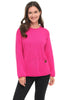 Avalin Pocket Crew Sweater, Fall Winter Women's Sweaters. Magenta.
