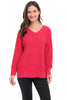 Avalin Seed Stitch V Sweater, Fall Winter Women's Sweaters. Red.