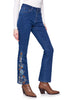 Charlie B Embroidered Hem Bootcut Jean, Fall Winter Women's Pants. Indigo.