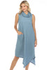 Blue Wave Cowl Neck Dress