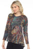 Inoah Jazzy Scoop Neck, Fall Winter Women's Shirts Knit. Multi.