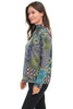 Trisha Tyler Medallion Print Reversible Top, Fall Winter Women's Shirts Knit. Lavender Multi.