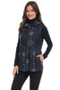 Trisha Tyler Looking Glass Zip Vest, Fall Winter Women's Outerwear. Navy.