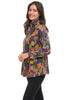Trisha Tyler Bright Baubles Jacket, Fall Winter Women's Outerwear. Black Multi Dot.