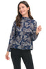 Trisha Tyler Get in the Groove Brushed Knit Top, Fall Winter Women's Sweaters. Grey/Denim.