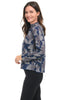 Trisha Tyler Get in the Groove Brushed Knit Top, Fall Winter Women's Sweaters. Grey/Denim.