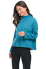 Trisha Tyler Ribbed Accent Sweater, Fall Winter Women's Sweaters. Turquoise.