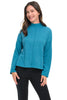 Trisha Tyler Ribbed Accent Sweater, Fall Winter Women's Sweaters. Turquoise.