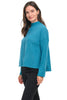 Trisha Tyler Ribbed Accent Sweater, Fall Winter Women's Sweaters. Turquoise.