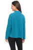 Trisha Tyler Ribbed Accent Sweater, Fall Winter Women's Sweaters. Turquoise.