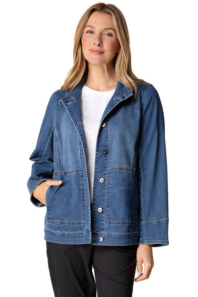 Habitat Clothes Stretch Denim Adventure Jacket, Spring Summer Women's Outerwear. Medium Denim