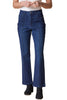 Stretch Denim Seamed Flare Pant