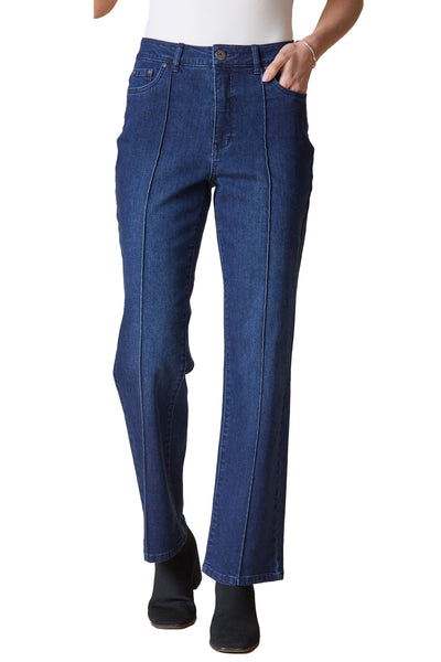 Stretch Denim Seamed Flare Pant